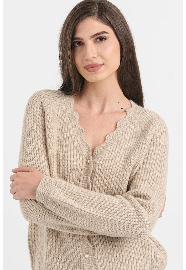 Cardigan cu decolteu in V Cutie, Alb fildes