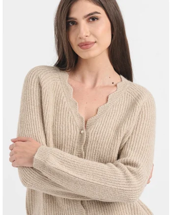 Cardigan cu decolteu in V Cutie, Alb fildes