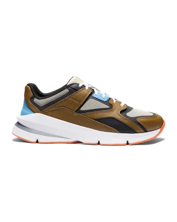 Pantofi sport din piele cu segmente din plasa Forge 96, Maro/Coral/Bej deschis