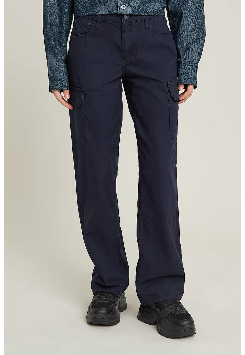 Pantaloni cargo cu talie inalta, Bleumarin