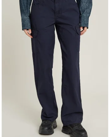 Pantaloni cargo cu talie inalta, Bleumarin