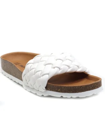 Papuci dama RICA TRENZA SOFT alb, Alb