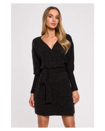 Rochie dama,  Poliester/Lana, Negru, Negru