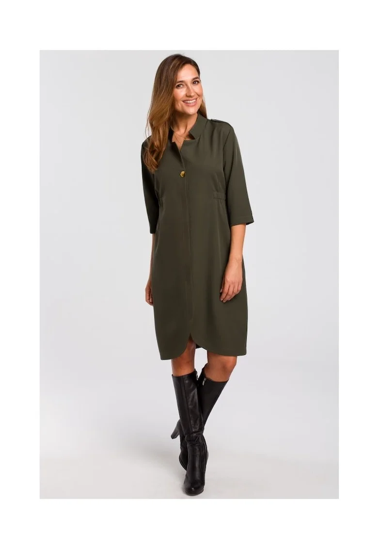 Rochie blazer,  Poliester / Elastan, Negru, Kaki