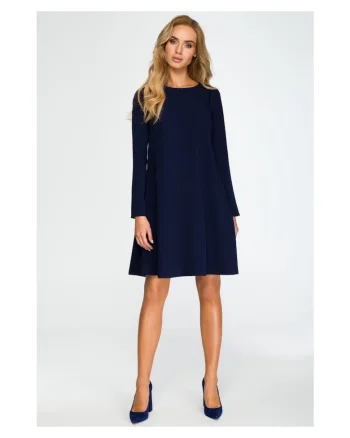 Rochie cu sifon la spate, Style, Poliester/Vascoza, Bleumarin
