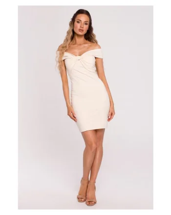 Rochie mini Bumbac, Crem, Crem