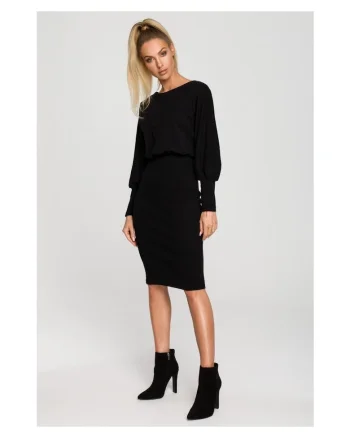 Rochie rosie din bumbac cu tesatura moale, Negru