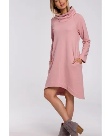 Rochie asimetrica cu guler inalt,