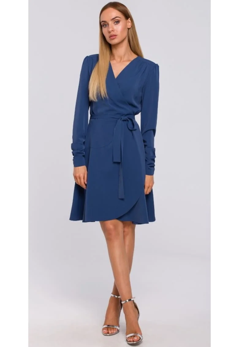 Rochie de dama  Cu maneca, Poliester, Elastan, Albastru