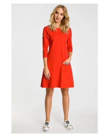 Rochie dama,  \ Bumbac/Elastan, Portocaliu, Rosu