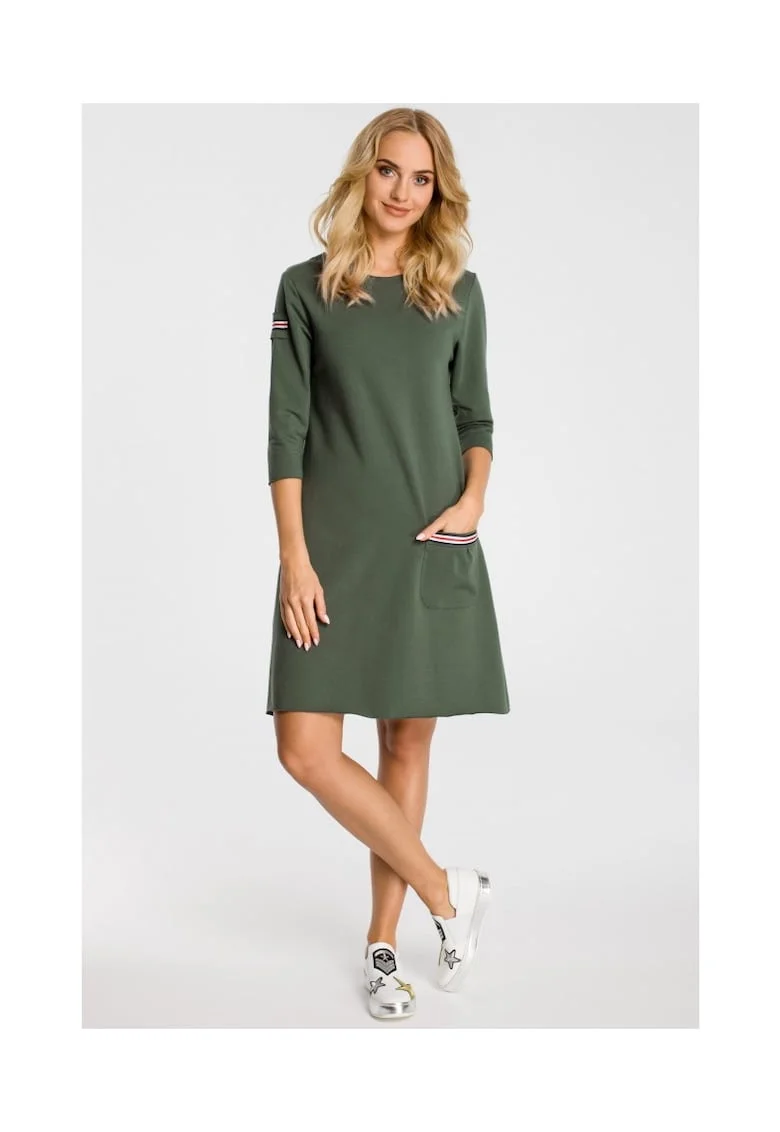 Rochie dama,  \ Bumbac/Elastan, Portocaliu, Verde
