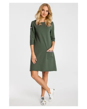 Rochie dama,  \ Bumbac/Elastan, Portocaliu, Verde