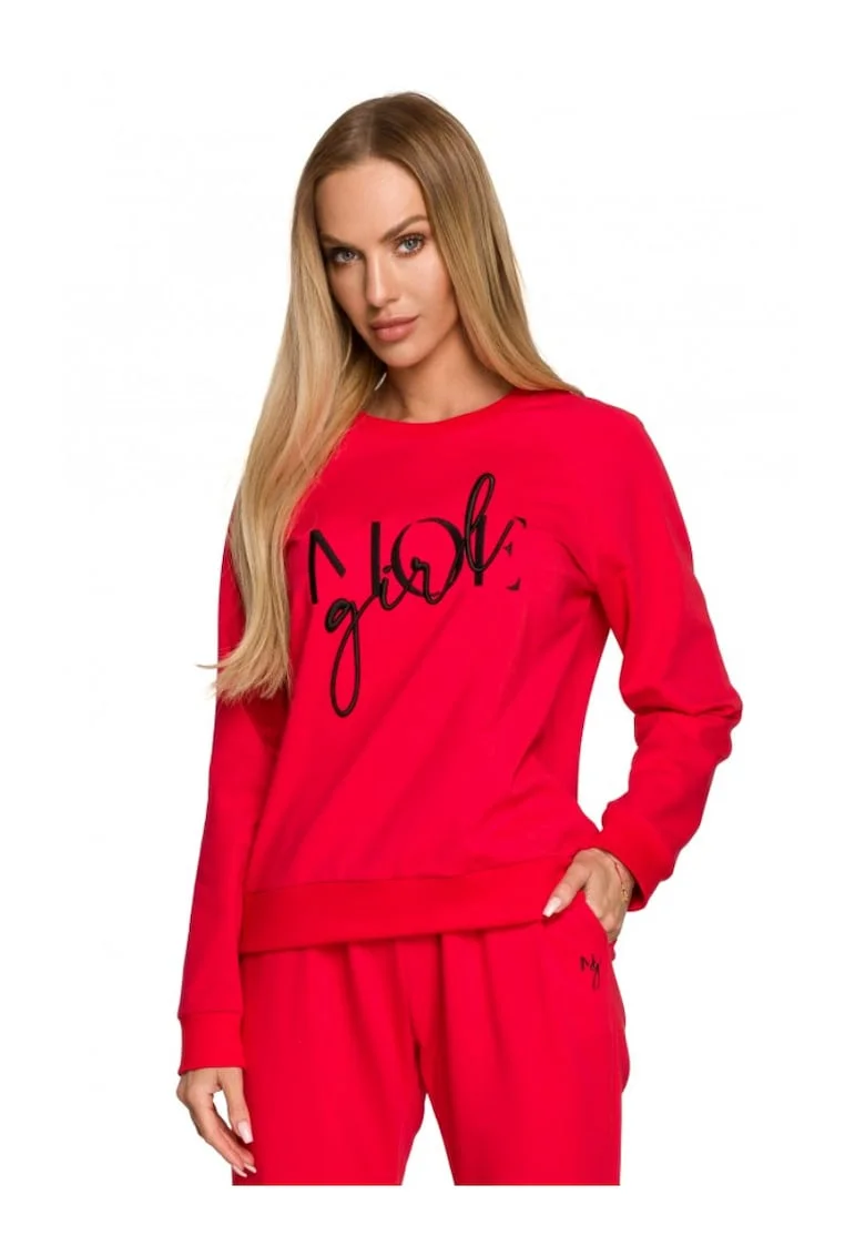 Bluza de dama  Cu motiv, Bumbac, Elastan, Rosu
