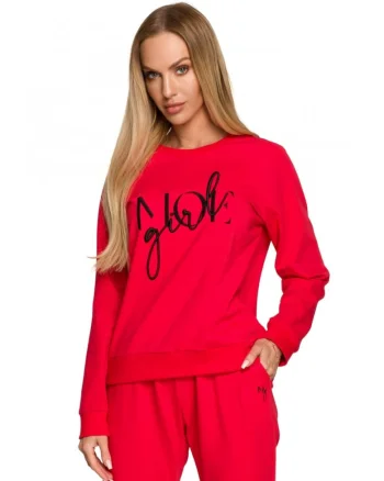 Bluza de dama  Cu motiv, Bumbac, Elastan, Rosu