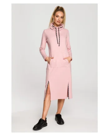Rochie de dama  Cu maneca, Poliester, Bumbac, Roz pal