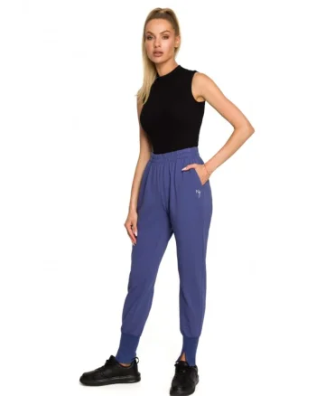 Pantaloni dama,  Bumbac/Elastan,Albastru