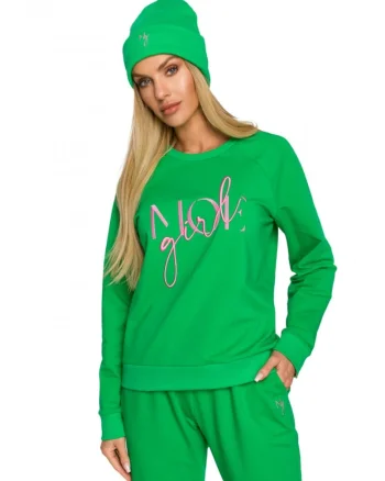 Beanie dama cu broderie. . Bumbac/Elastan. Verde. Marime Universala
