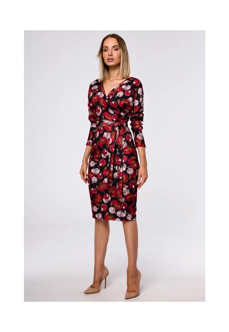 Rochie midi, Poliester, Multicolor, Multicolor