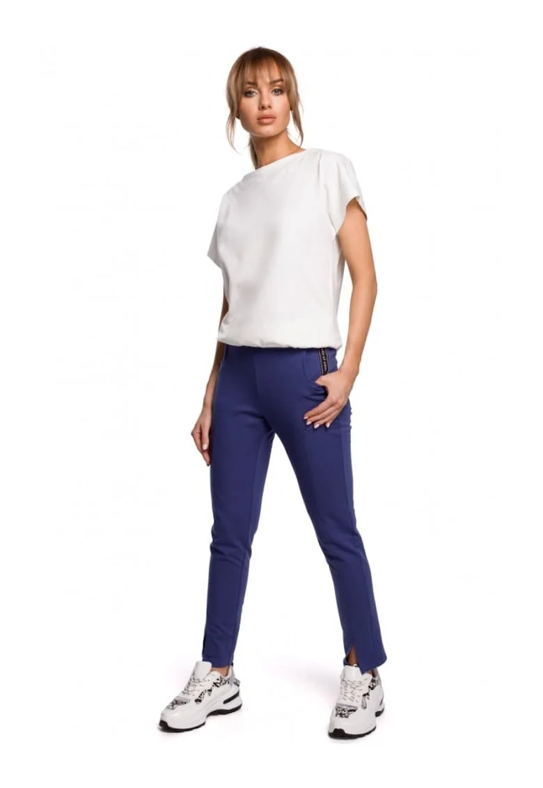Pantaloni dama,  Bumbac/Elastan, Albastru