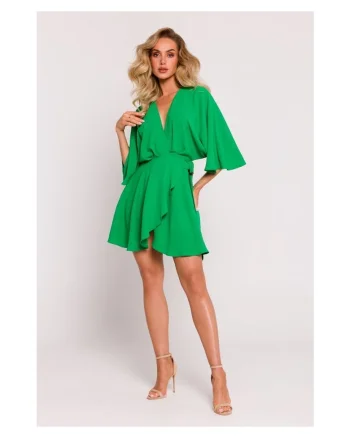 Rochie mini cu fund evazat - verde suculent,