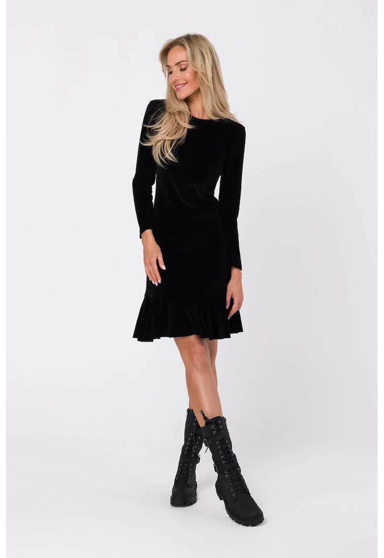 Rochie cu volane - negru,