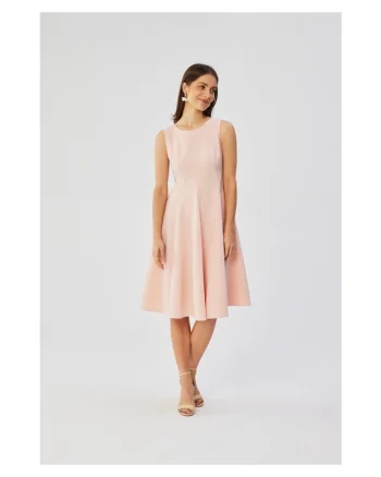 Rochie dama, evazata fara maneci, Poliester, Rosu, Albastru