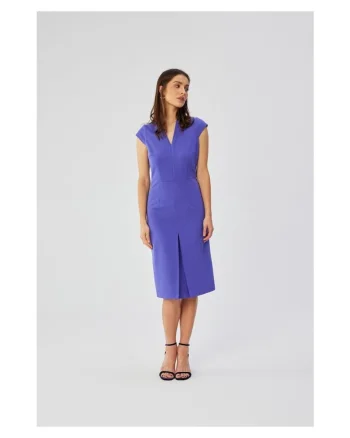 Rochie dama, creion cu decolteu dublu, Poliester, 34578, Violet
