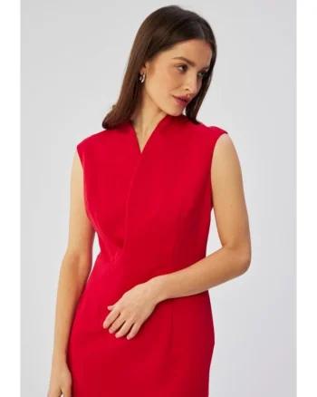 Rochie cu decolteu cu suprapunere fina - rosu,