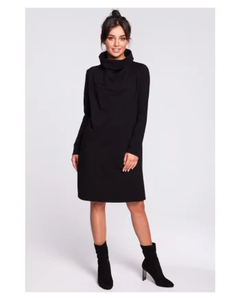 Rochie cu guler inalt, Negru