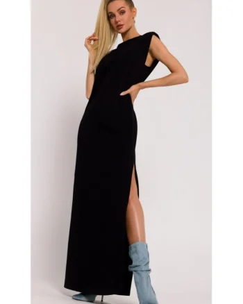Rochie dama, mini cu umeri, Poliester, Alb, Negru