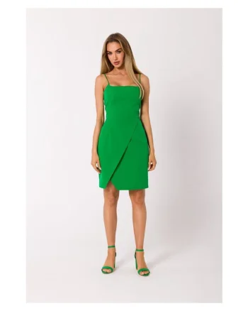 Rochie mini de cocktail cu bretele subtiri, Verde