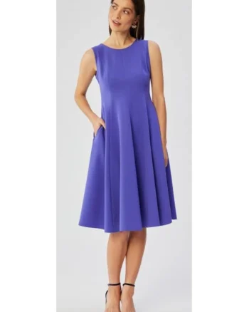 Rochie dama, evazata fara maneci, Poliester, 45872, Violet