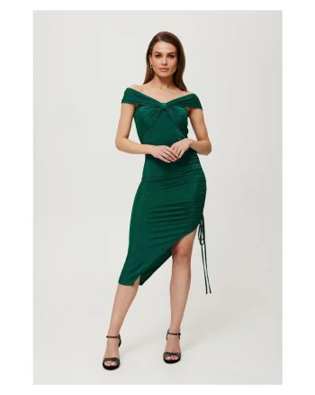 Rochie dama, metalica trasa in lateral, Poliester, Gri - 95978, Smarald