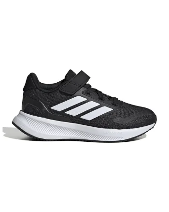 Pantofi sport Runfalcon 5 din plasa cu logo si velcro, Alb/Negru