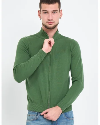 Bluza de trening cu model uni si fermoar, Verde aquamarin