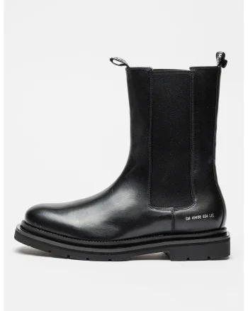Ghete Chelsea de piele Highflyer, Negru