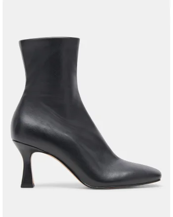 Botine de piele ecologica cu toc kitten, Negru/Gri antracit