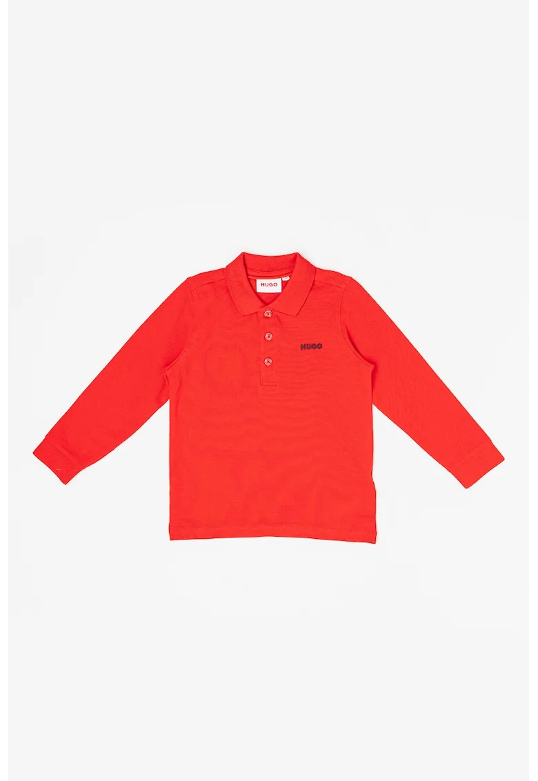 Bluza polo cu detaliu logo, Rosu vermillion