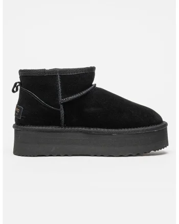 Ghete flatform din piele intoarsa, Negru