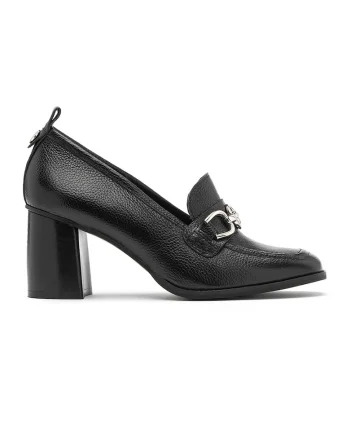 Pantofi loafer de piele intoarsa cu toc masiv Margaret, Negru