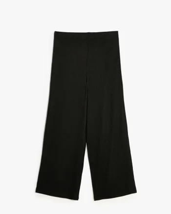 Pantaloni cu croiala ampla si talie elastica, Negru