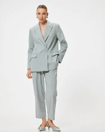 Pantaloni crop drepti, Gri