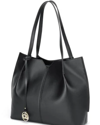 Geanta shopper de piele Whitney, Negru