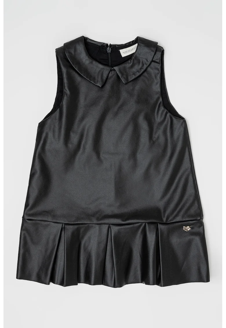 Rochie cu guler scutit, fara maneci, Negru