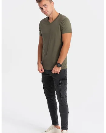 Tricou cu decolteu in V, Kaki