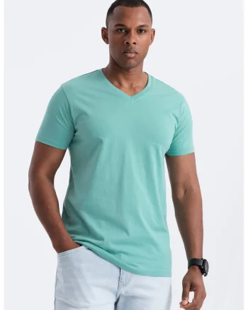 Tricou cu decolteu in V, Turcoaz
