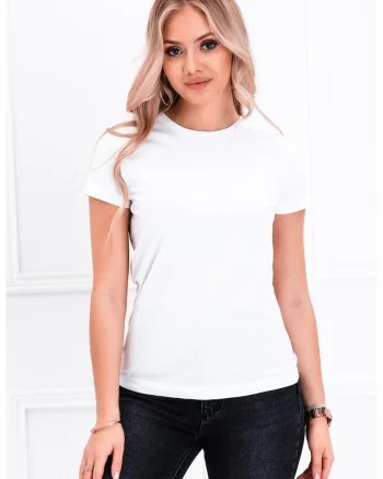 Tricou de bumbac cu decolteu la baza gatului, Alb optic
