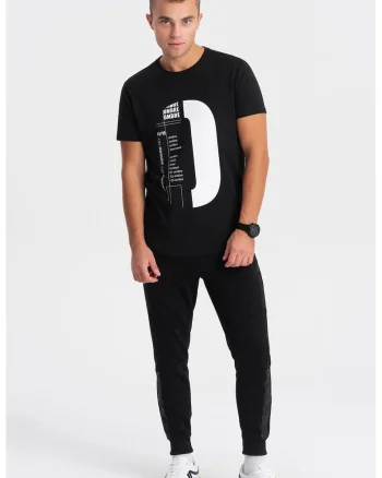 Tricou de bumbac cu logo supradimensionat, Alb/Negru
