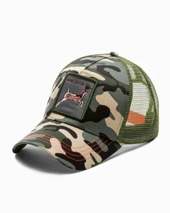 Sapca cu broderie Cerb  H127, Barbati, Ajustabila, Cu plasa, Camuflaj, Onesize