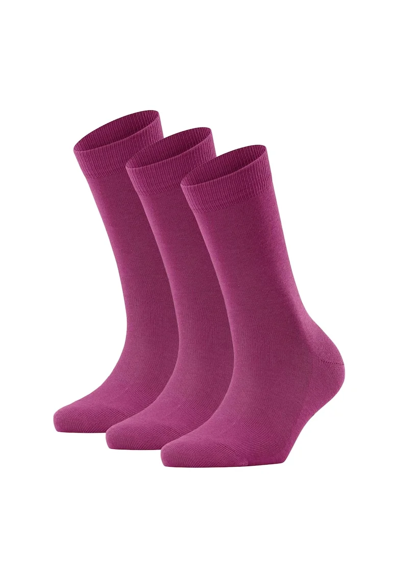 Set de sosete lungi din amestec de bumbac cu model uni - 3 perechi, Violet